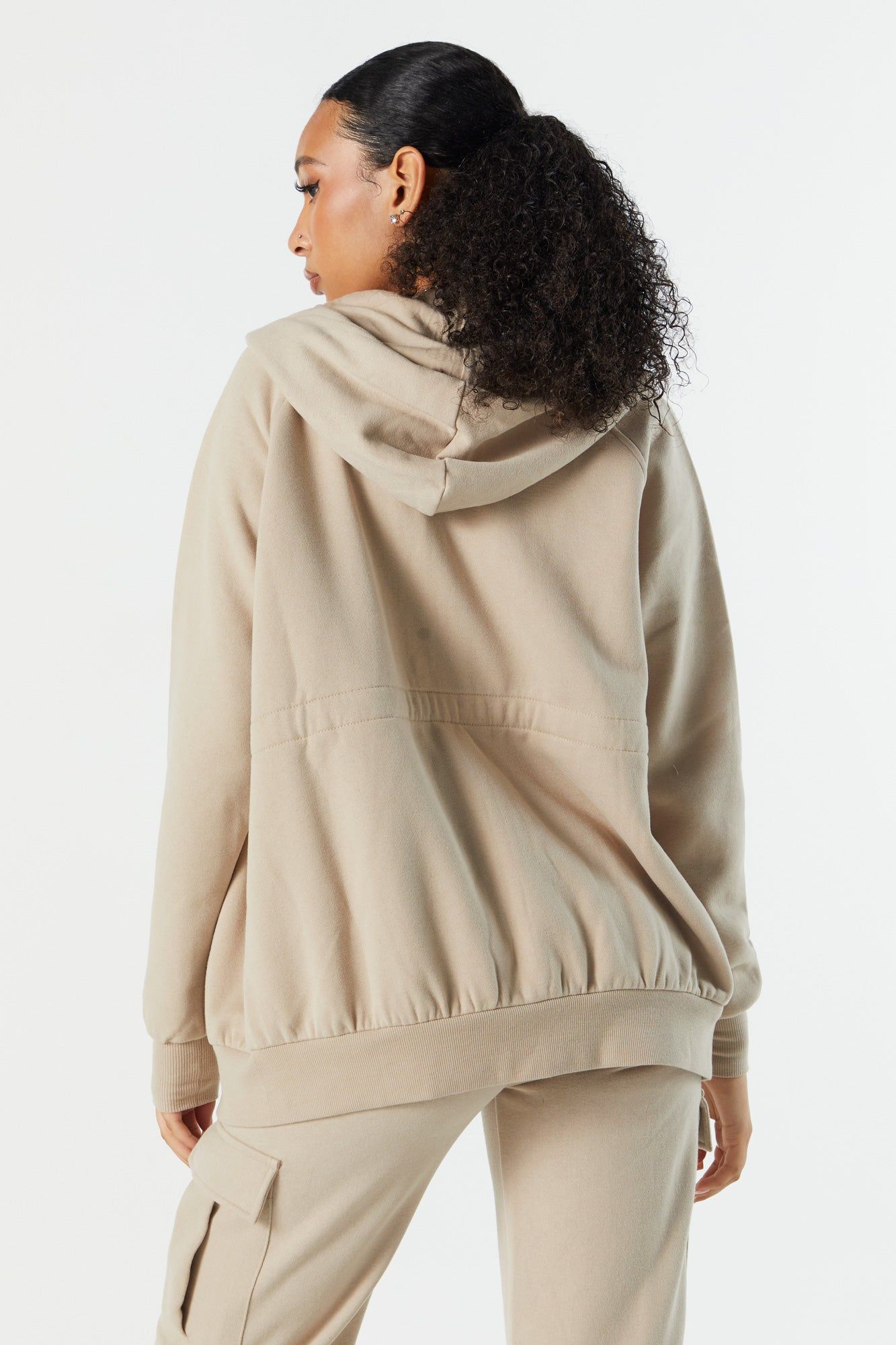 Oversized Drawstring Zip-Up Hoodie sold by Urban Planet product image thumbnail 2
