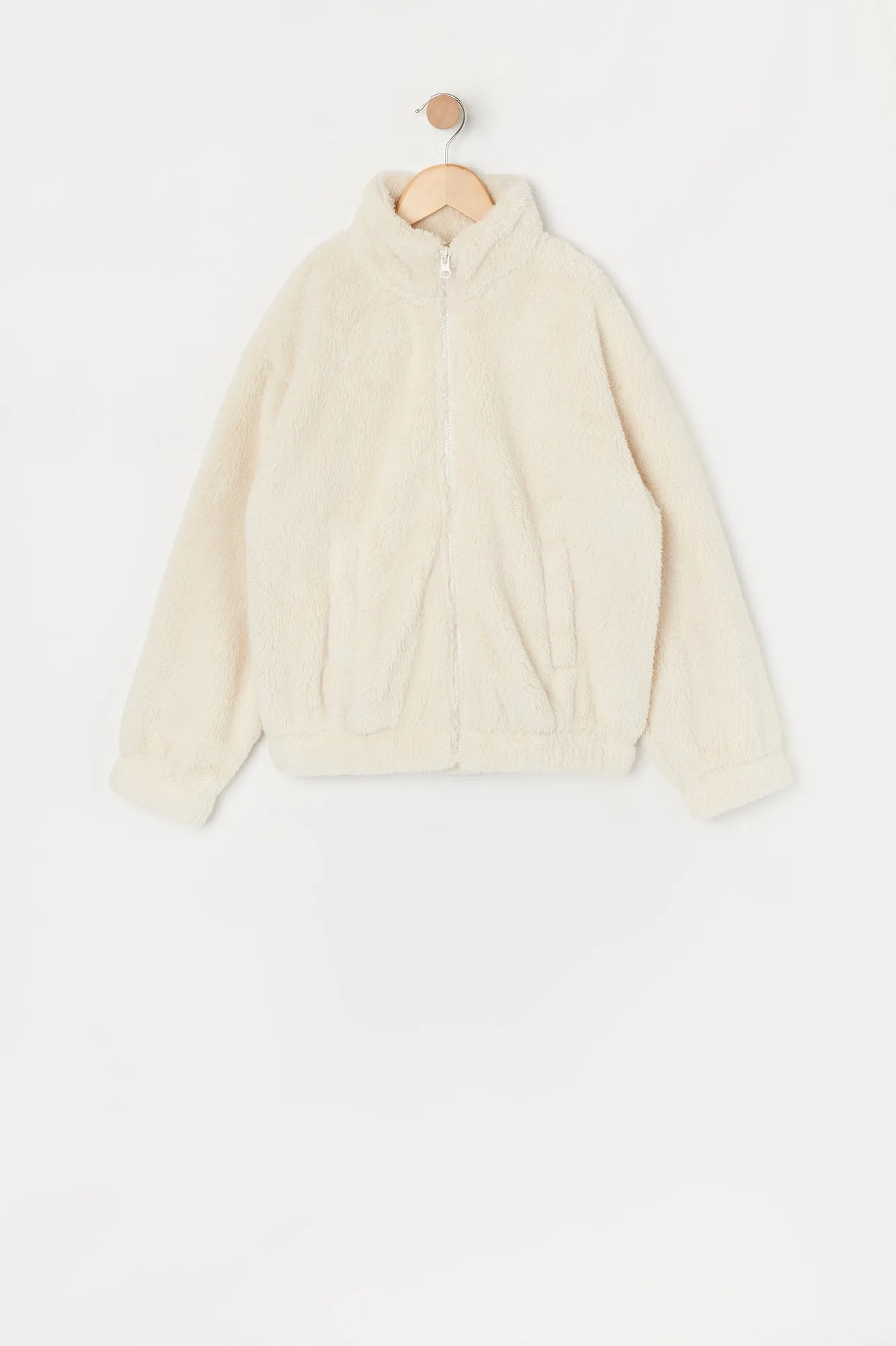 Girls Coloured Plush Bomber Jacket sold by Urban Planet product image thumbnail 3