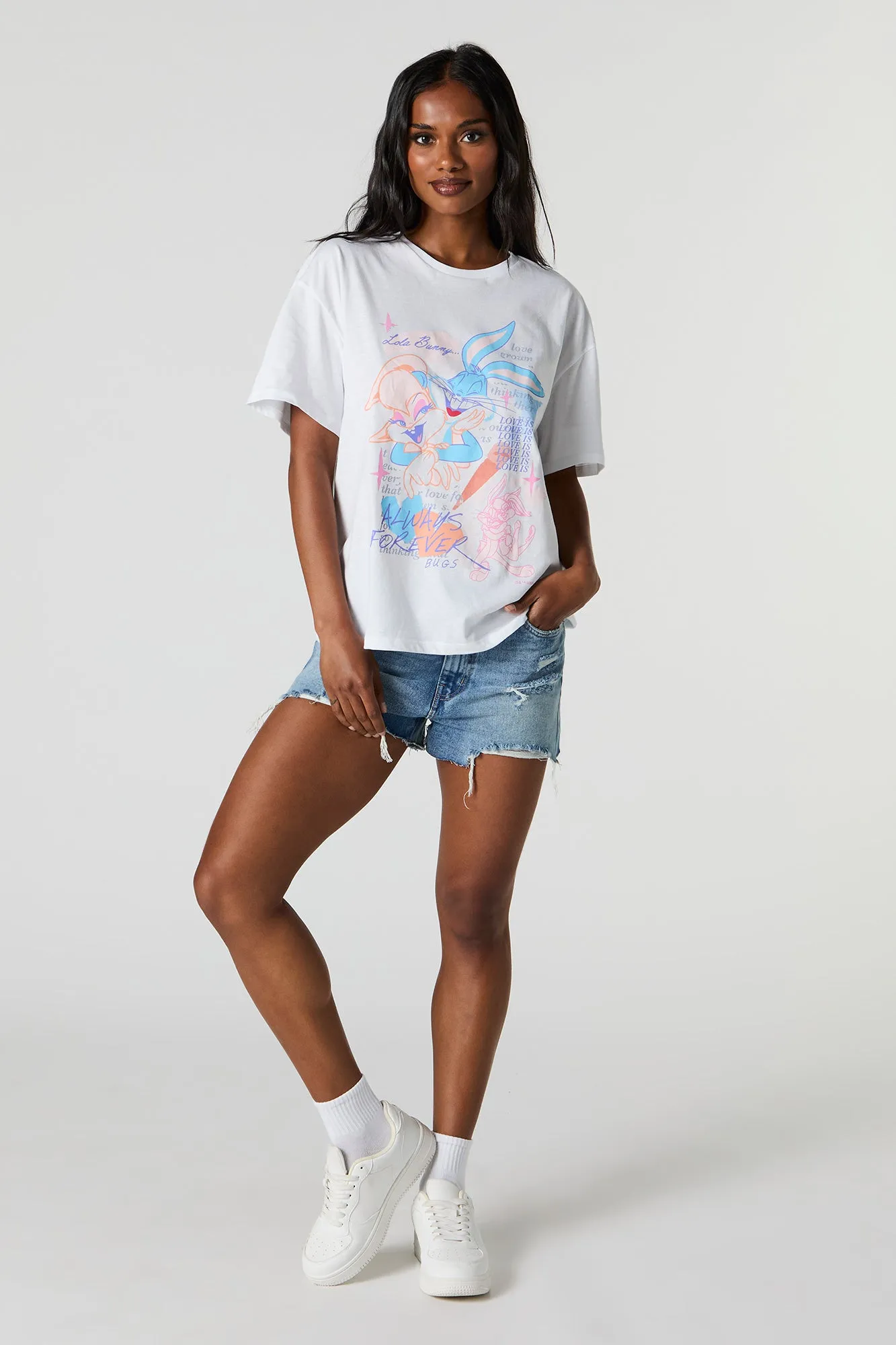 Lola and Bugs Bunny Graphic Boyfriend T-Shirt sold by Urban Planet product image thumbnail 3