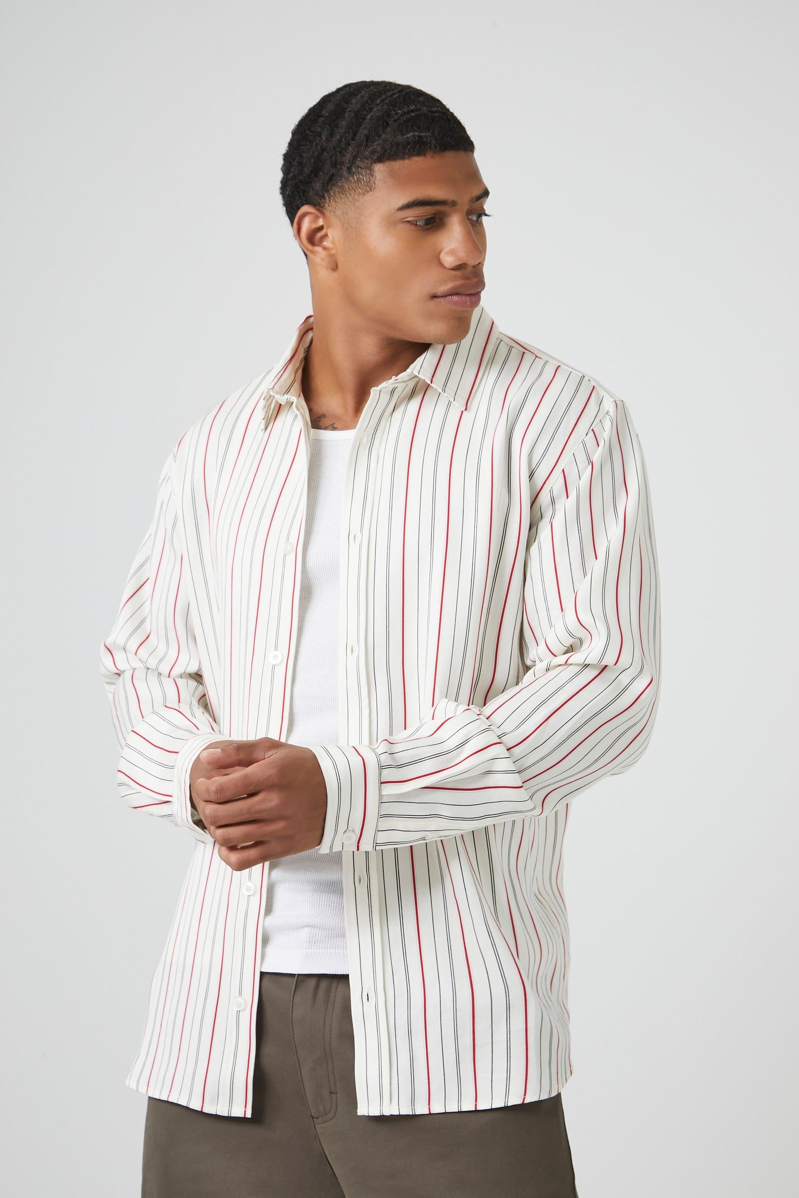 Striped Button-Up Top sold by Urban Planet