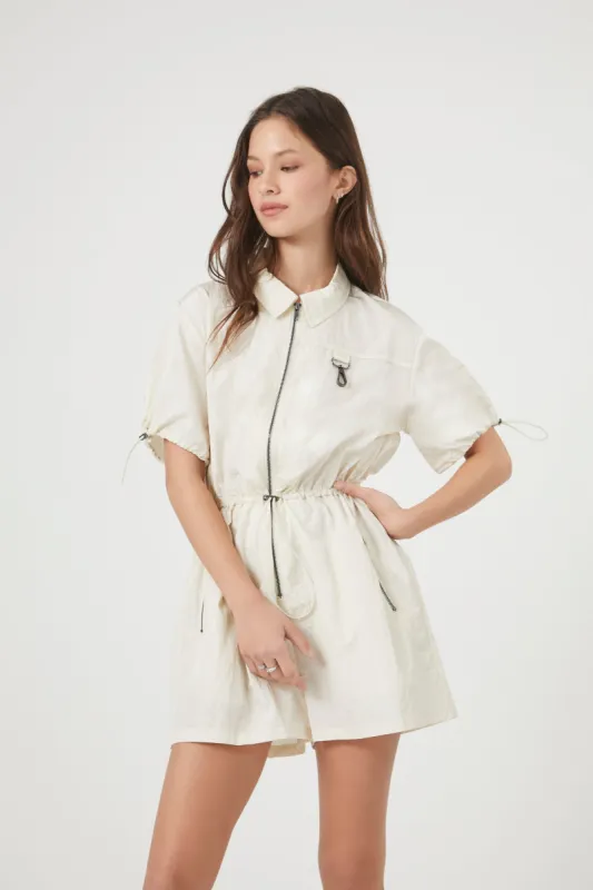 Nylon Zip-Up Toggle Hem Romper sold by Urban Planet
