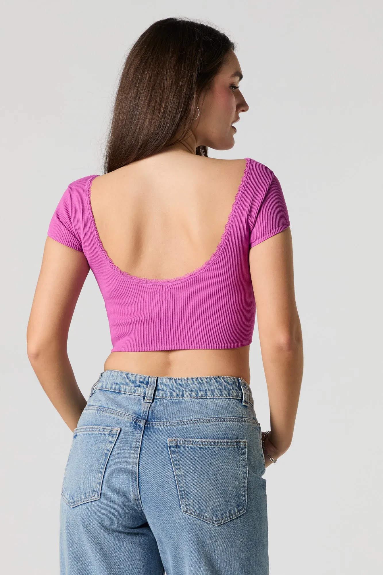 Seamless Scoop Back Cropped T-Shirt sold by Urban Planet product image thumbnail 2