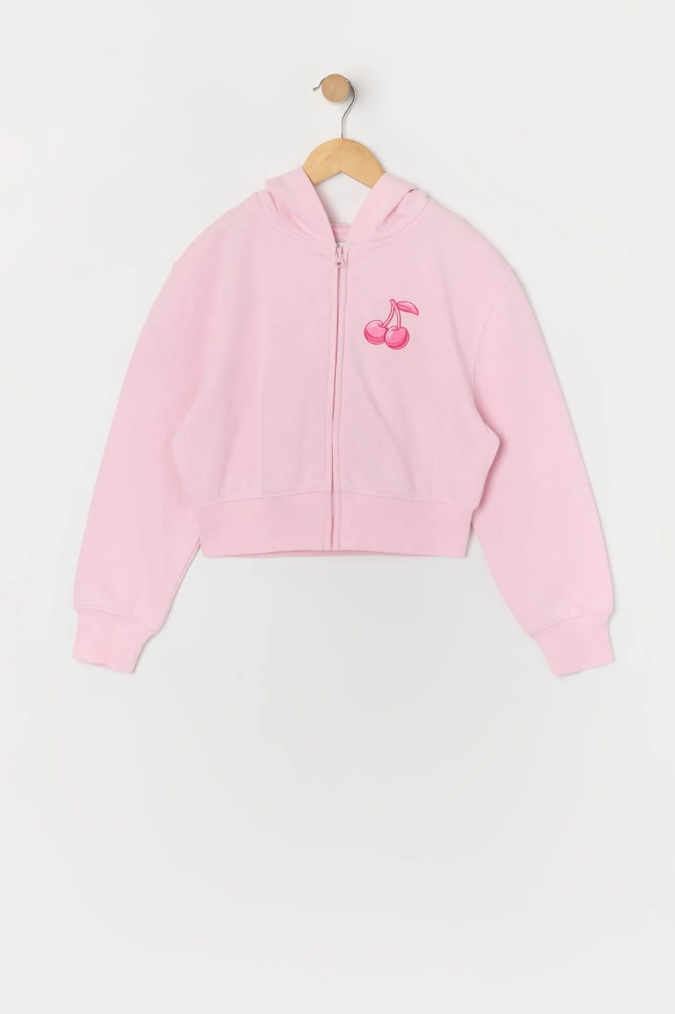 Girls Cherry Embroidered Zip-Up Fleece Hoodie sold by Urban Planet