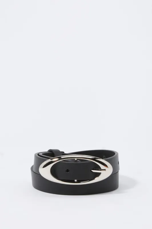 Faux Leather Oval Buckle Belt sold by Urban Planet