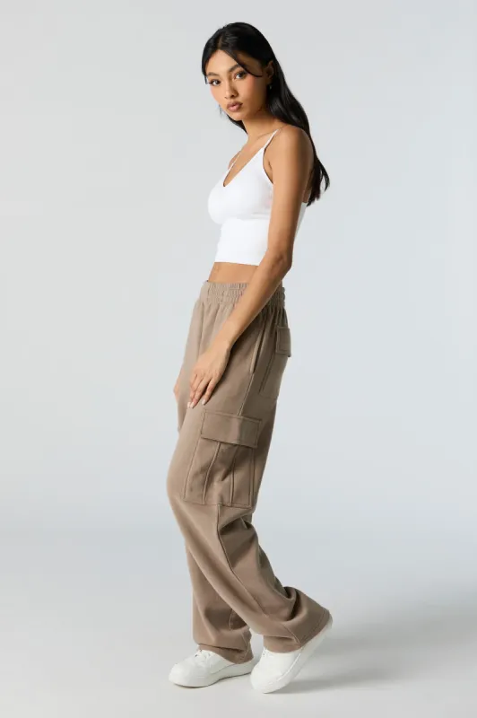 Fleece Wide Leg Cargo Sweatpant sold by Urban Planet