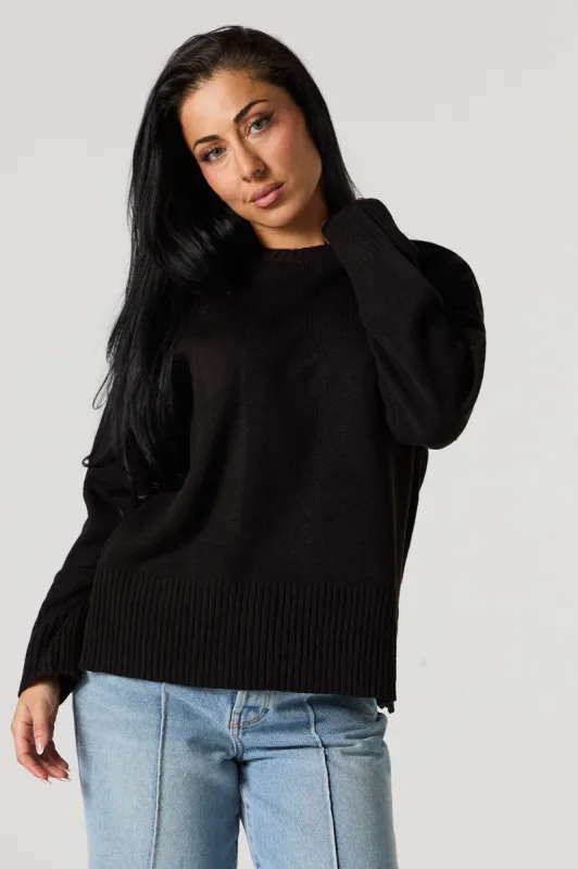 Crewneck Slit Hem Sweater sold by Urban Planet