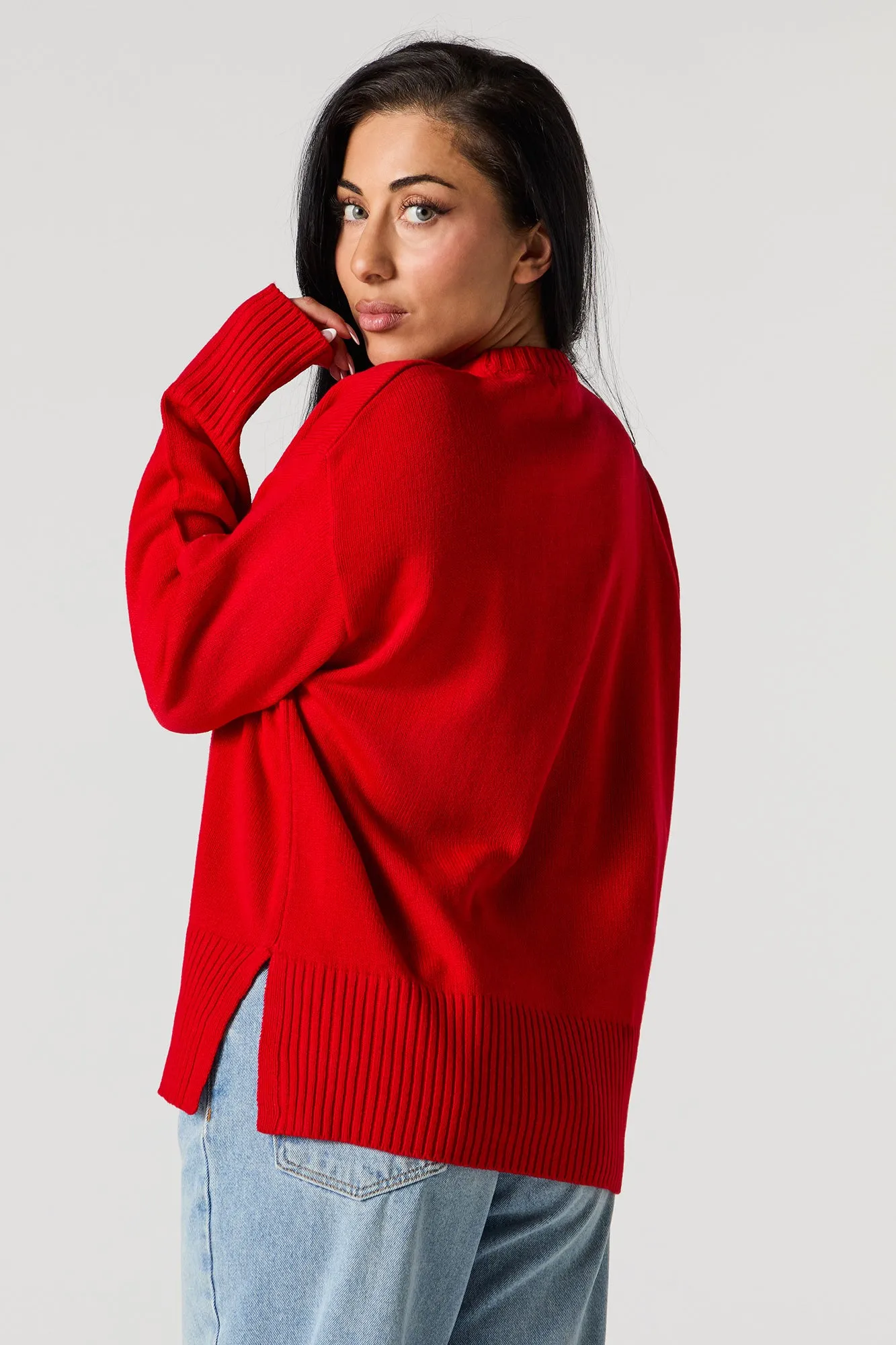 Crewneck Slit Hem Sweater sold by Urban Planet product image thumbnail 5