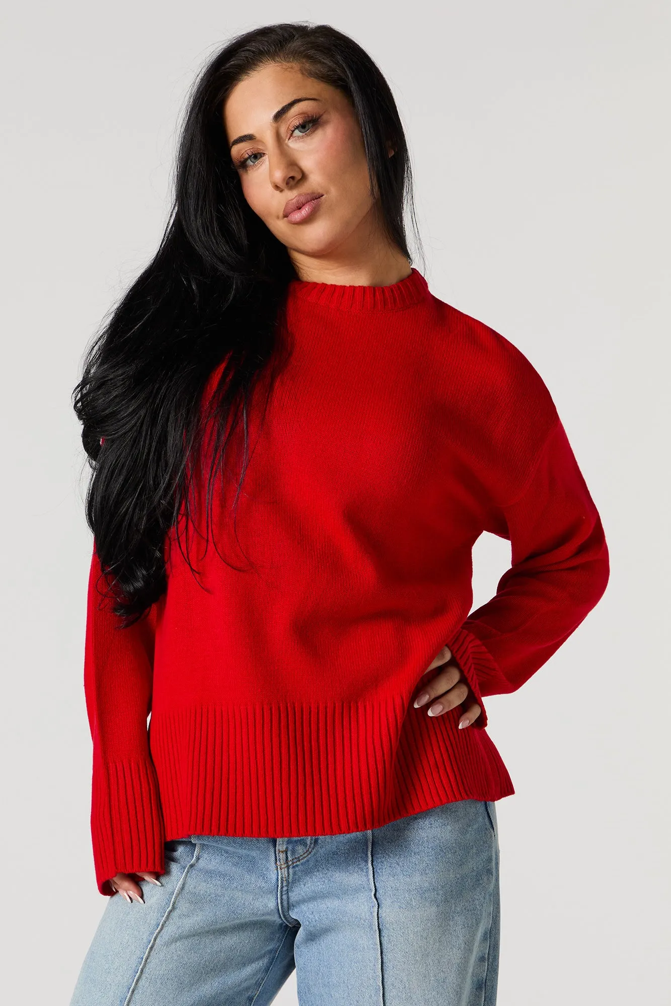 Crewneck Slit Hem Sweater sold by Urban Planet product image thumbnail 4
