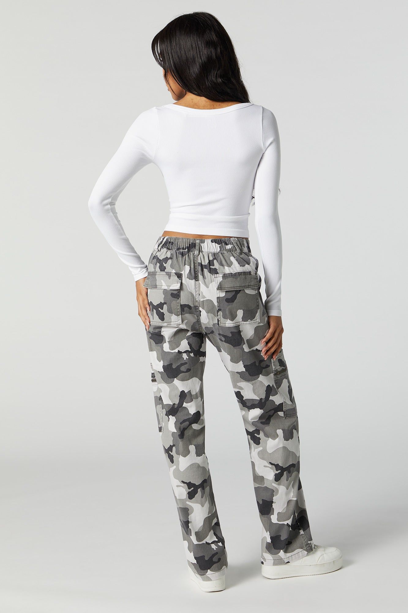 Camo Straight Leg Zipper Pocket Pant sold by Urban Planet product image thumbnail 3