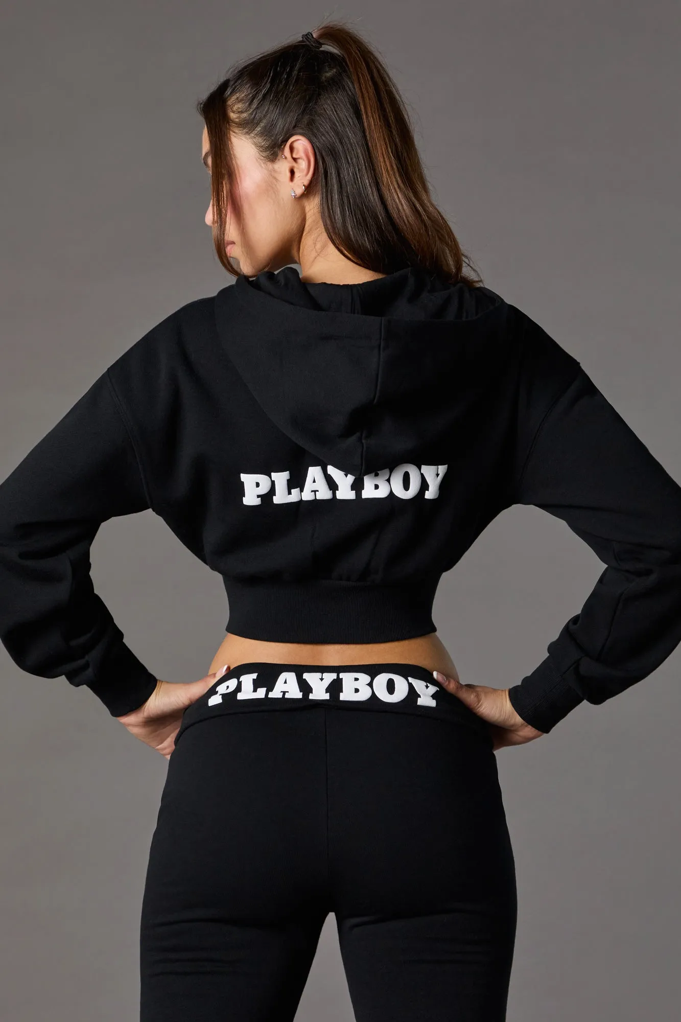 Playboy Graphic Cropped Zip-Up Fleece Hoodie sold by Urban Planet product image thumbnail 2