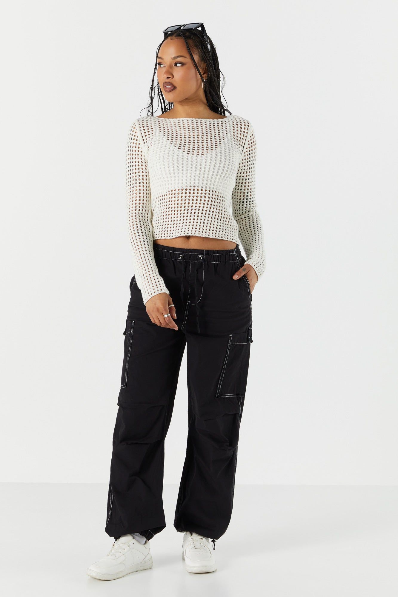 Haut à manches longues en filet ajouré sold by Urban Planet product image thumbnail 4