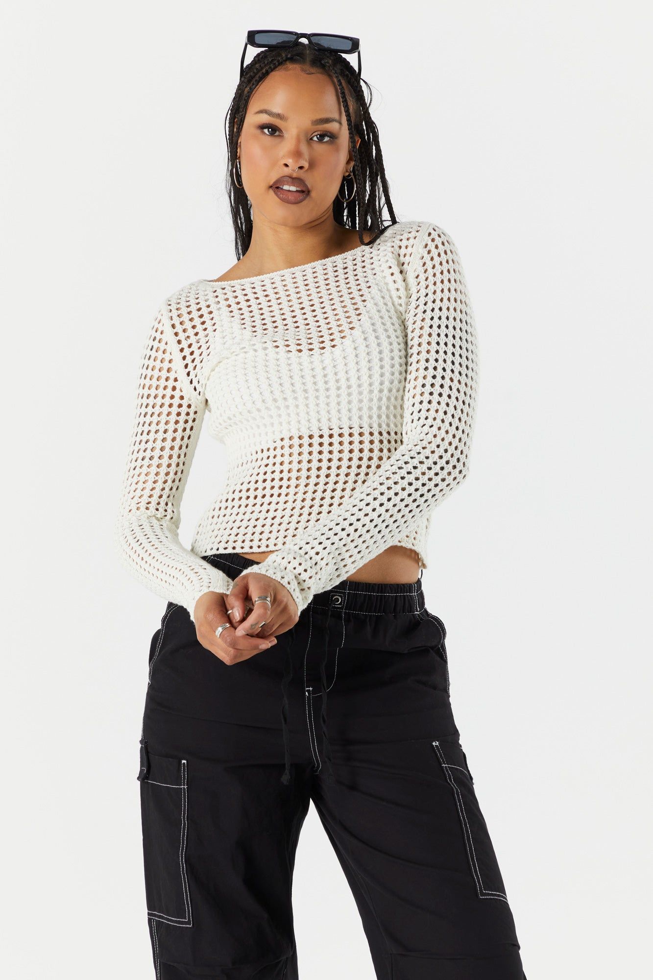 Haut à manches longues en filet ajouré sold by Urban Planet product image thumbnail 2