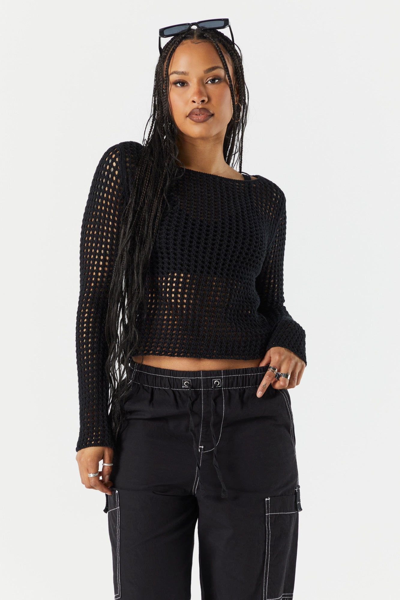 Haut à manches longues en filet ajouré sold by Urban Planet product image thumbnail 5