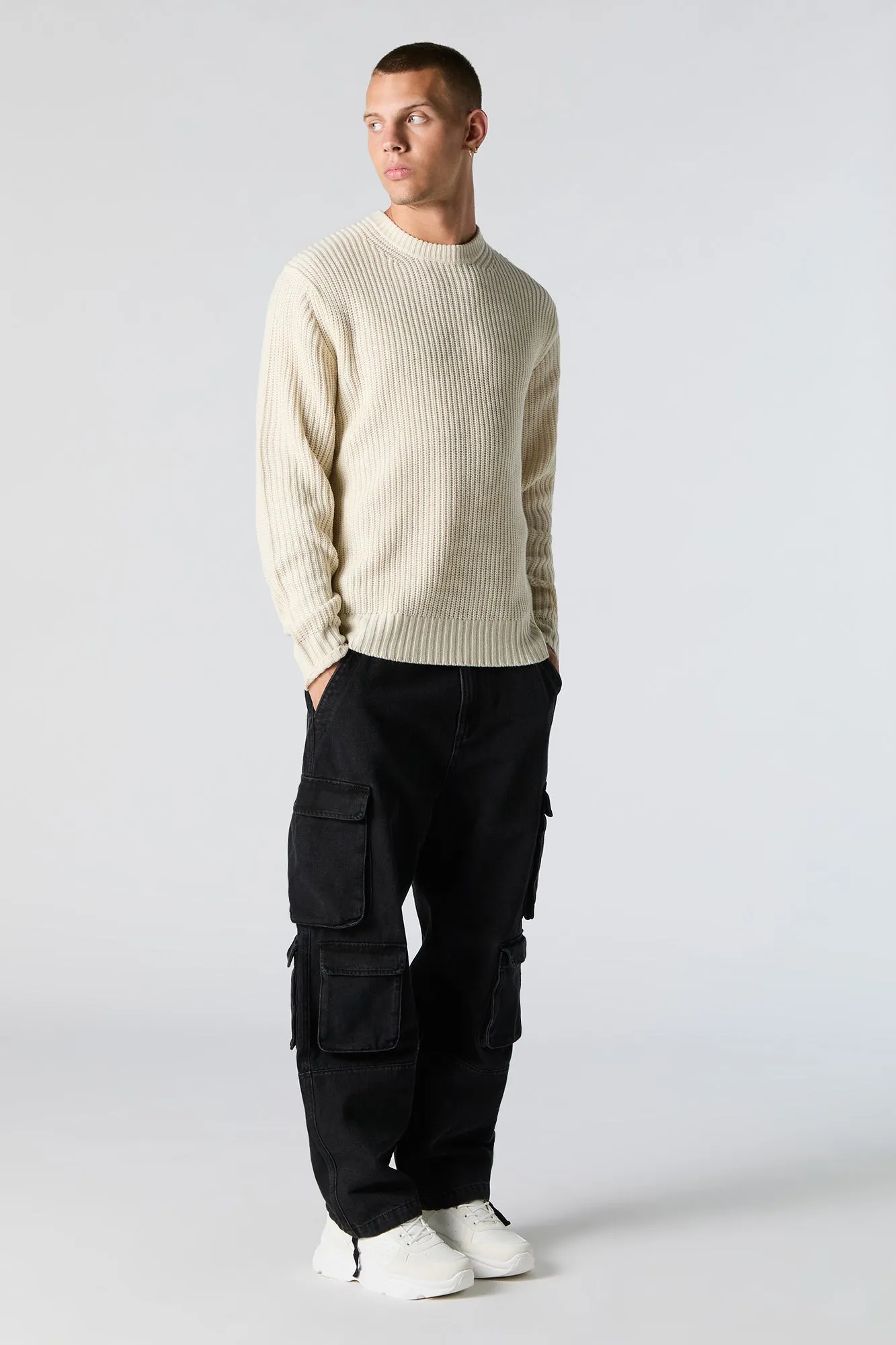 Ribbed Knit Crewneck Sweater sold by Urban Planet product image thumbnail 3
