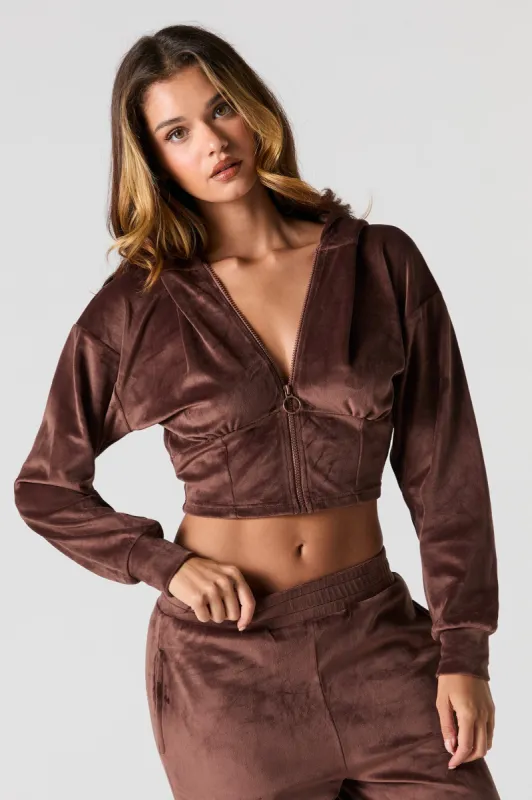Haut de style corset à capuchon en velours avec fermeture à glissière sold by Urban Planet