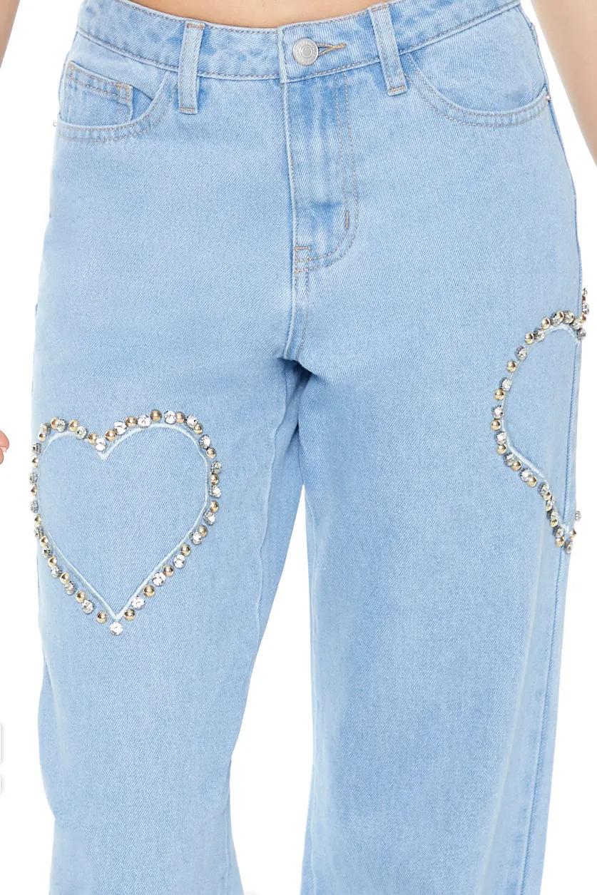 Rhinestone Heart Straight Leg Jean sold by Urban Planet product image thumbnail 4