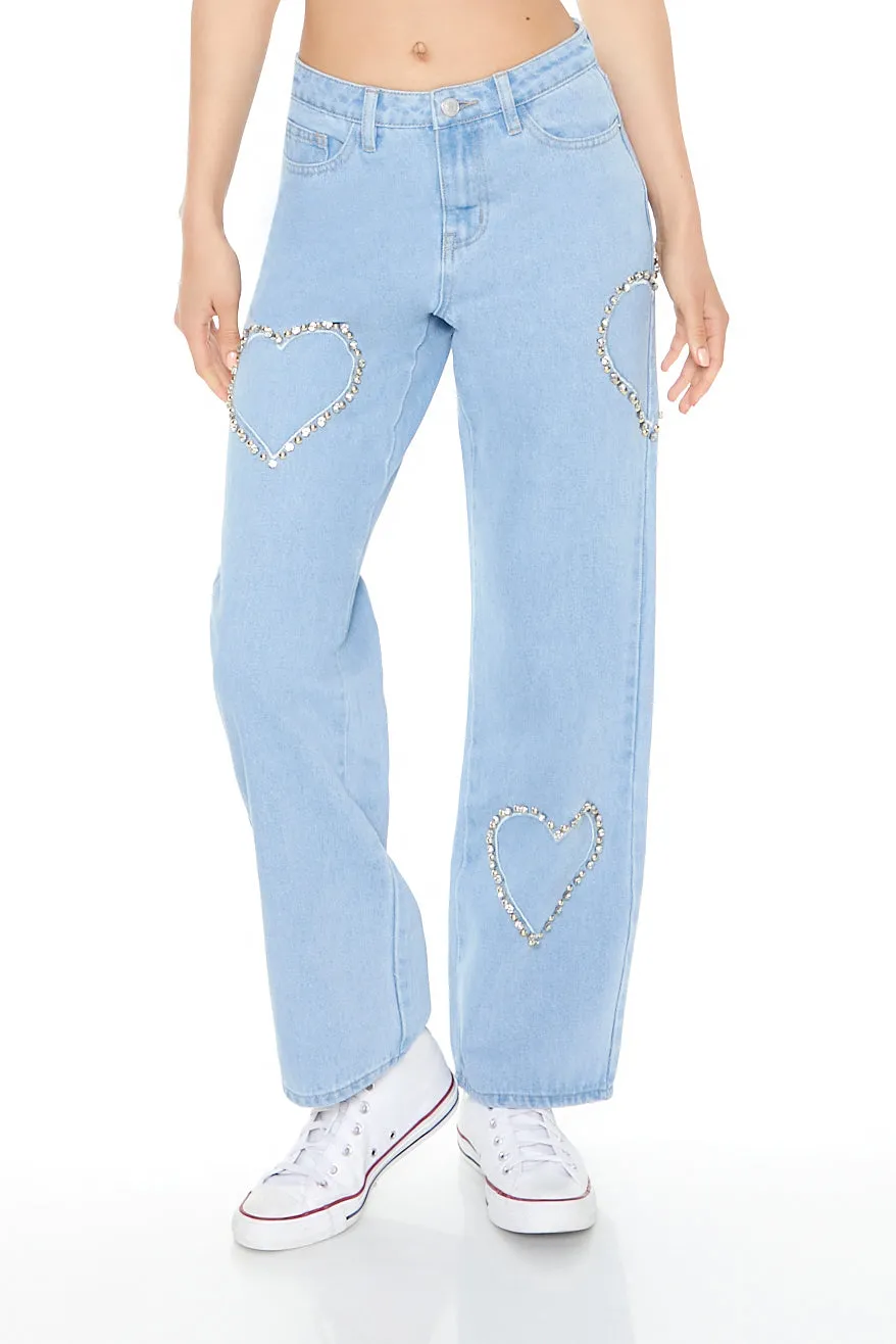 Rhinestone Heart Straight Leg Jean sold by Urban Planet product image thumbnail 3