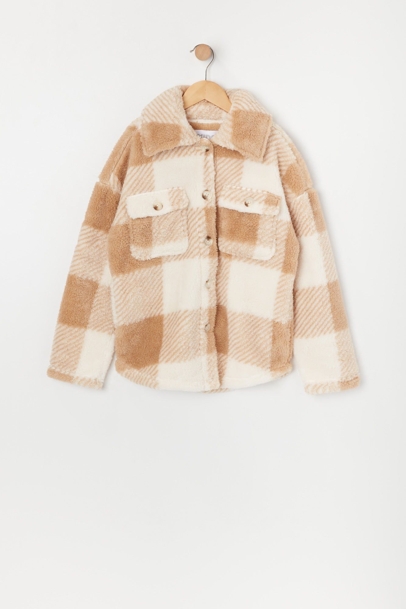 Girls Plush Plaid Shacket sold by Urban Planet product image thumbnail 3