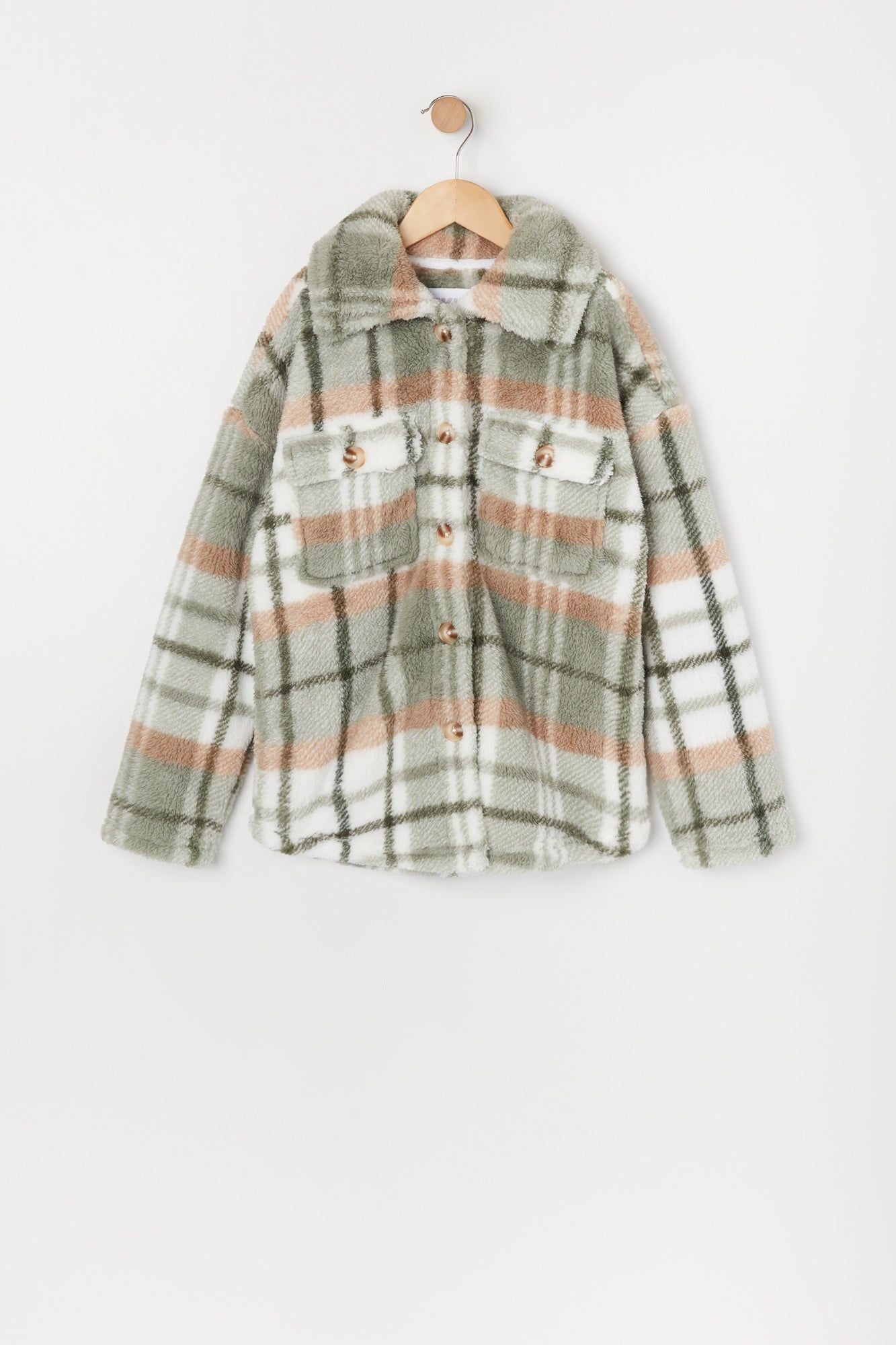 Girls Plush Plaid Shacket sold by Urban Planet product image thumbnail 5