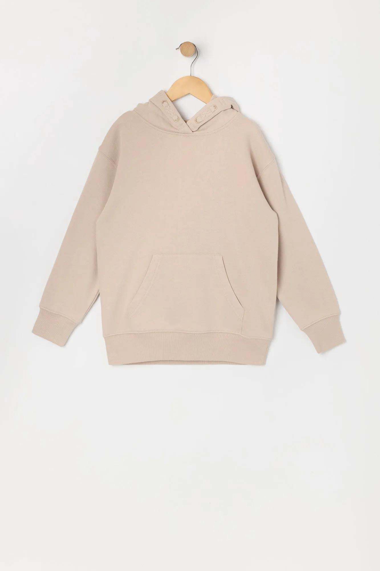 Haut de coupe garçonne à capuchon en molleton uni pour fille sold by Urban Planet