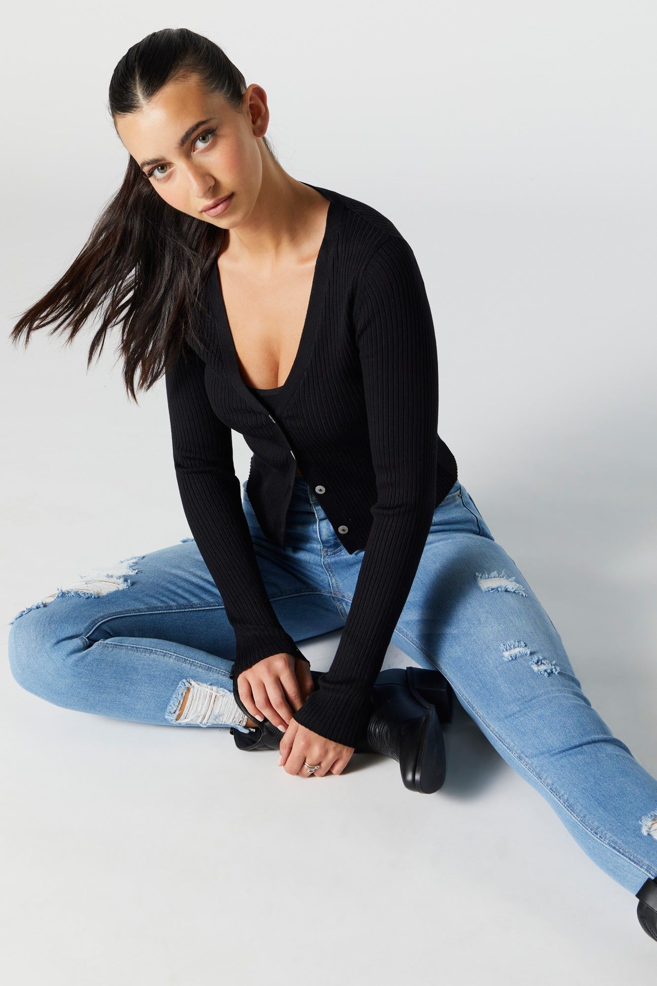 Jean ajusté vintage d'aspect usé délavé moyen sold by Urban Planet