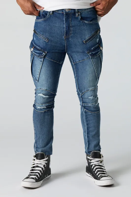 Jean cargo ajusté d'aspect usé sold by Urban Planet
