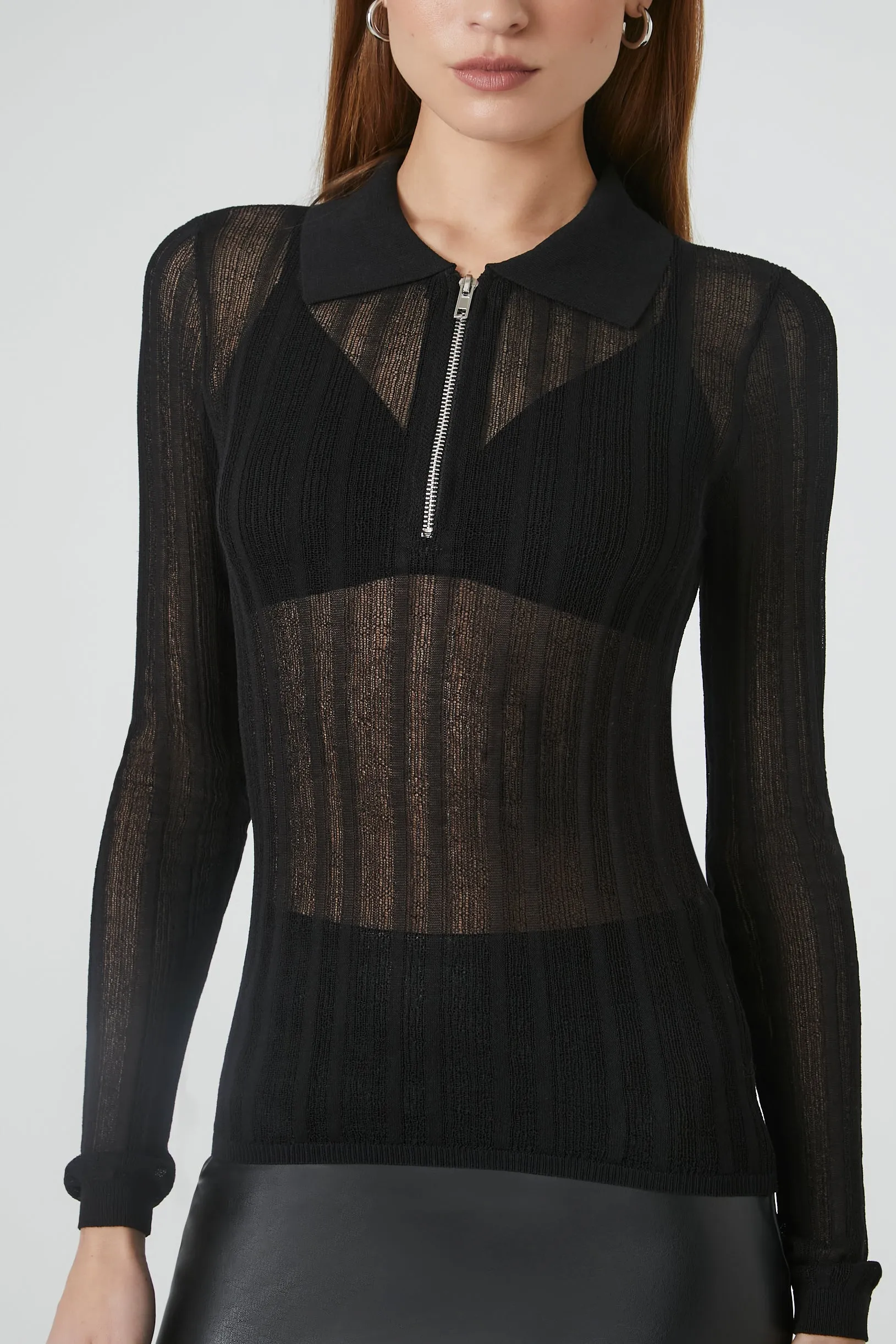 Chandail semi-diaphane avec demi-fermeture à glissière sold by Urban Planet product image thumbnail 5