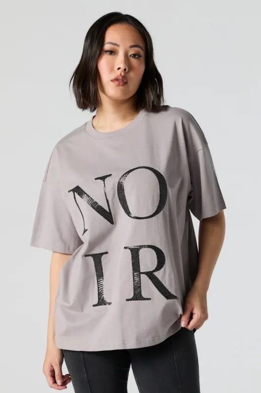 Sequin Noir Oversized T-Shirt sold by Urban Planet