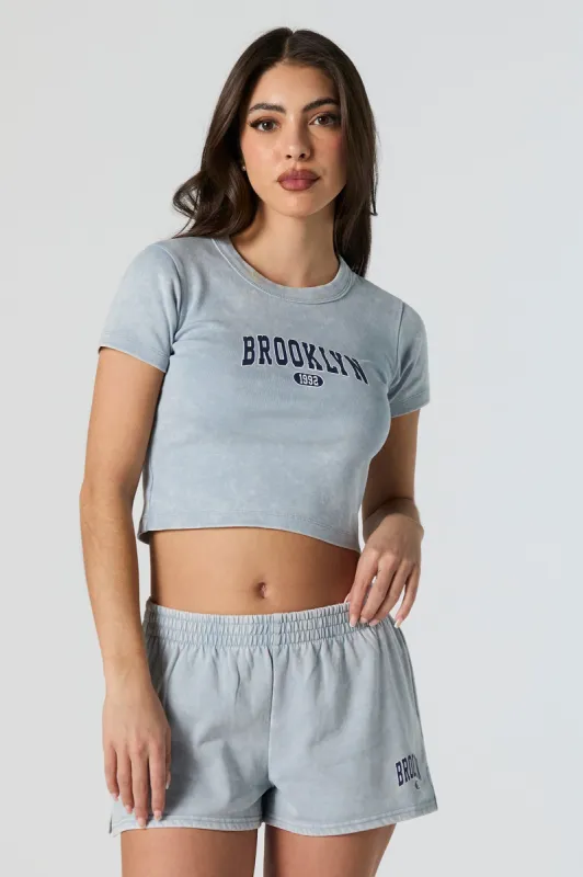 Brooklyn Graphic Washed Cropped T-Shirt sold by Urban Planet