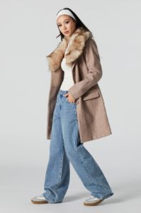 Faux Fur Collared Coat sold by Urban Planet