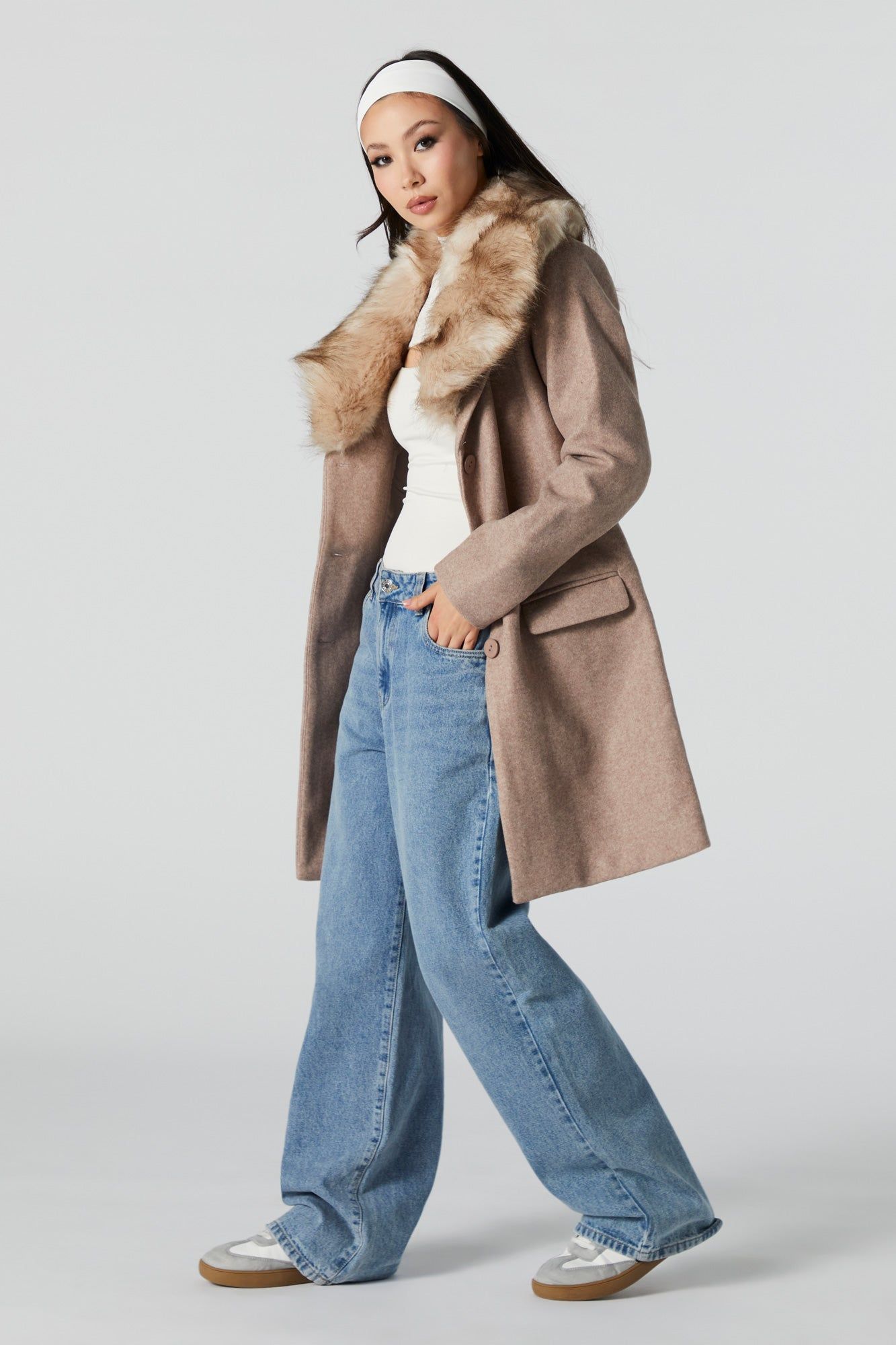 Faux Fur Collared Coat sold by Urban Planet product image thumbnail 3