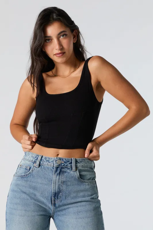 Ribbed Corset Cropped Tank sold by Urban Planet
