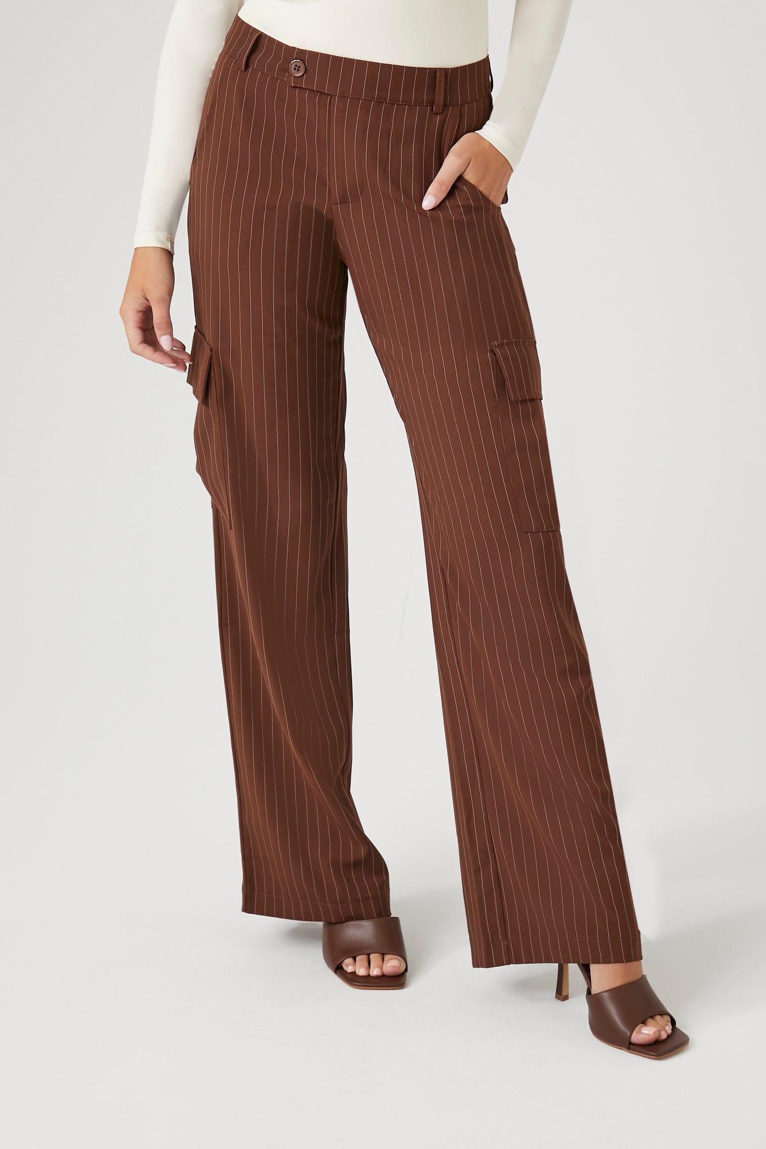 Pinstriped Wide Leg Cargo Pant sold by Urban Planet product image thumbnail 3