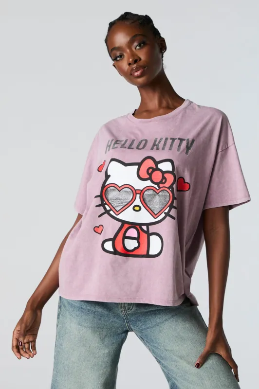 Hello Kitty Graphic Washed Boyfriend T-Shirt sold by Urban Planet