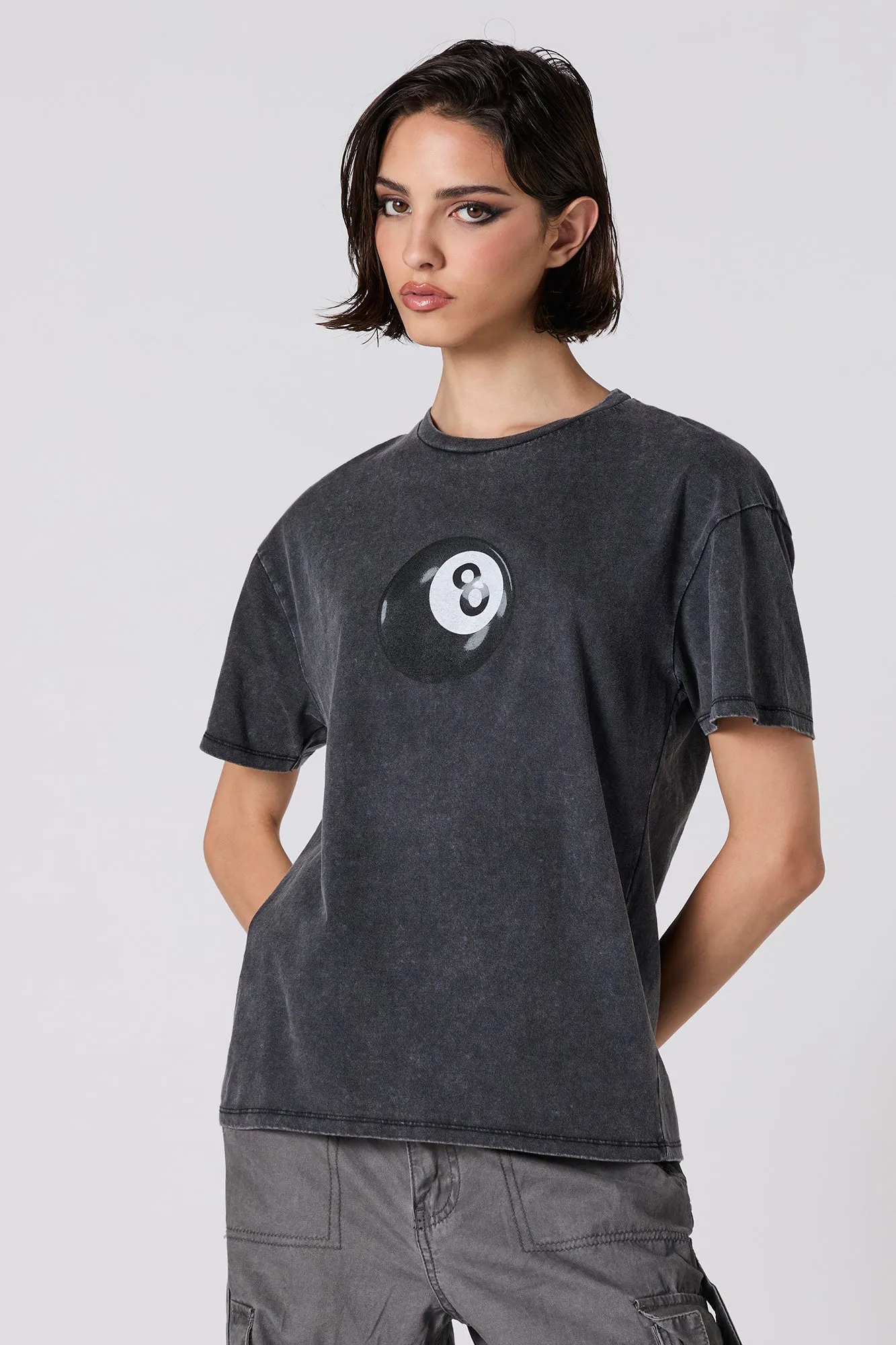 8 Ball Graphic Washed Boyfriend T-Shirt sold by Urban Planet