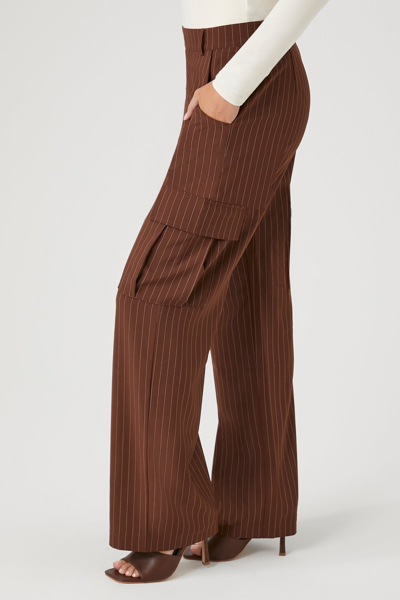 Pinstriped Wide Leg Cargo Pant sold by Urban Planet product image thumbnail 4