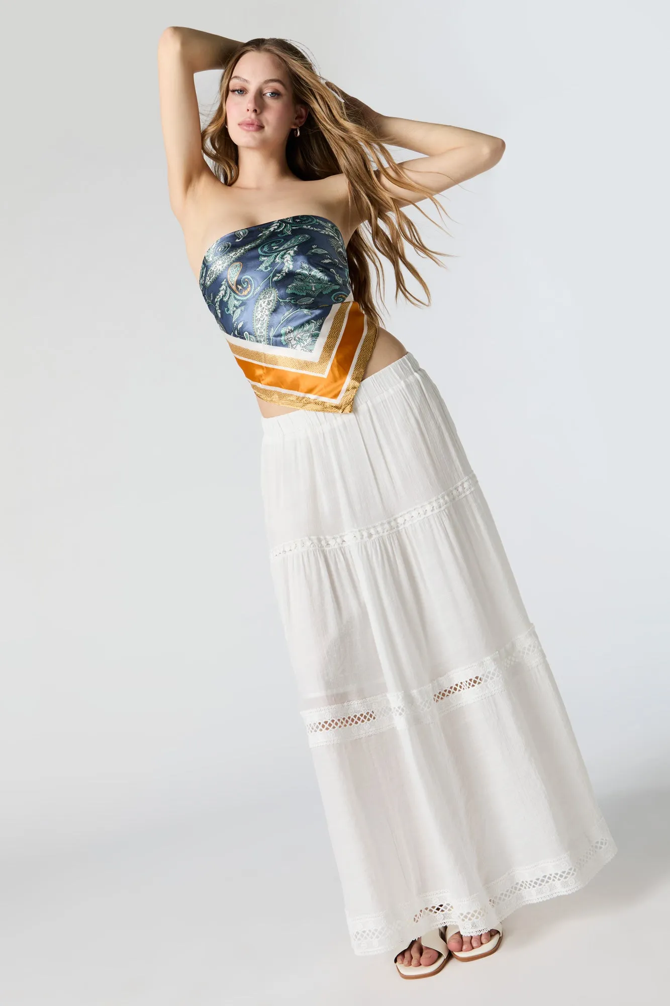 Paisley Border Print Satin Multiway Scarf sold by Urban Planet product image thumbnail 5