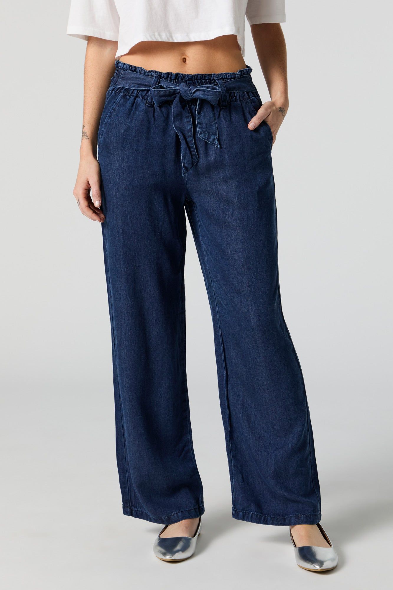 Jean à taille cintrée en denim délavé foncé sold by Urban Planet product image thumbnail 2