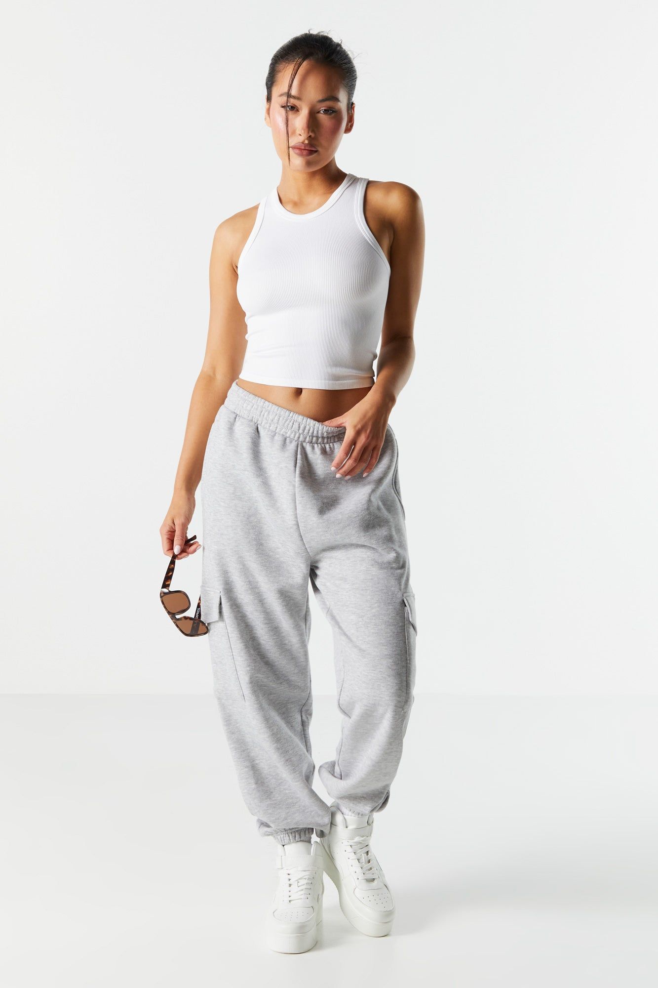 Pantalon Jogging Cargo Femme – Doublé Polaire, Coupe Baggy, Poches Pratiques, Style Décontracté Tendance Hiver 2024