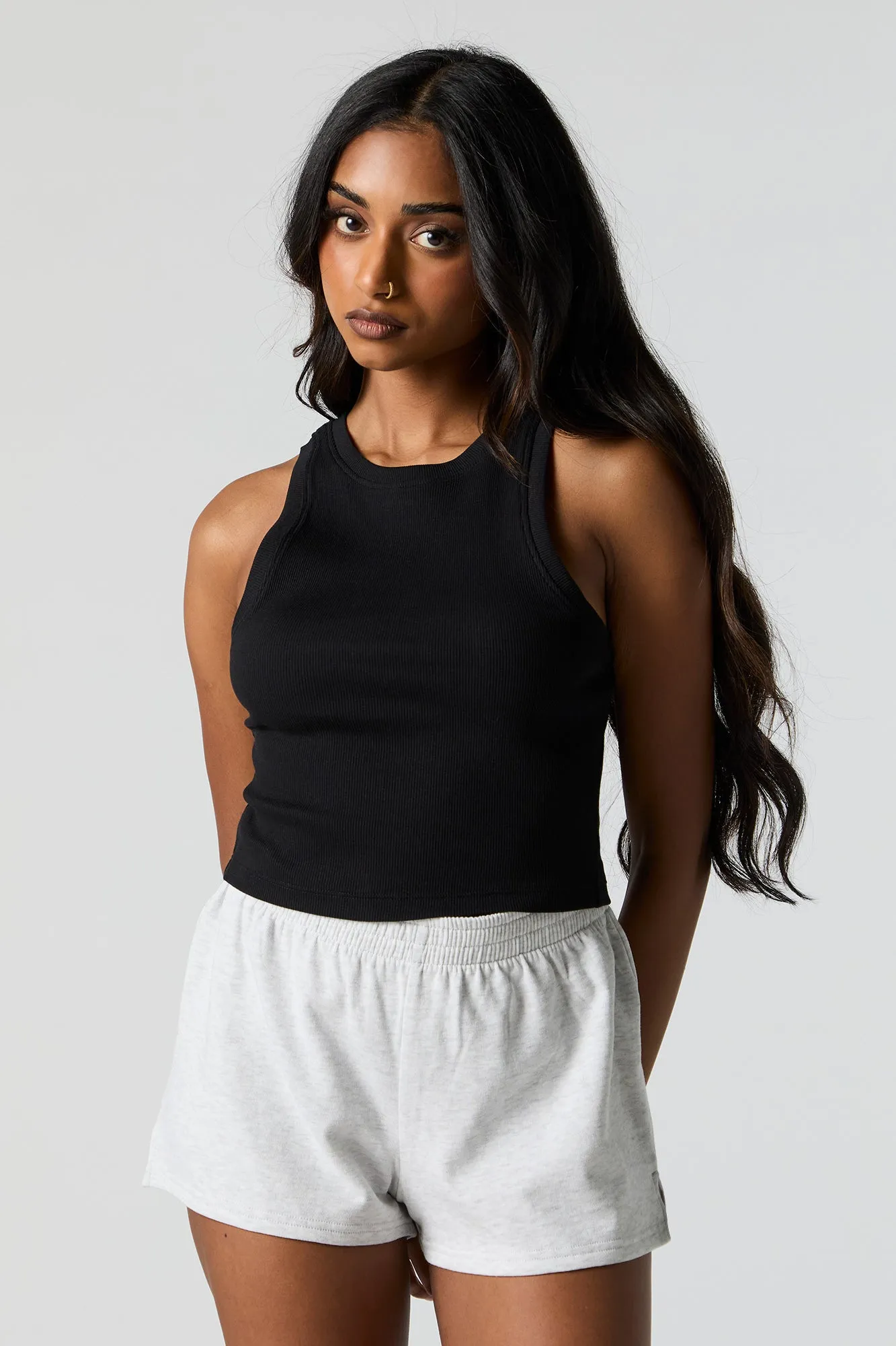 Ribbed High Neck Cropped Tank sold by Urban Planet