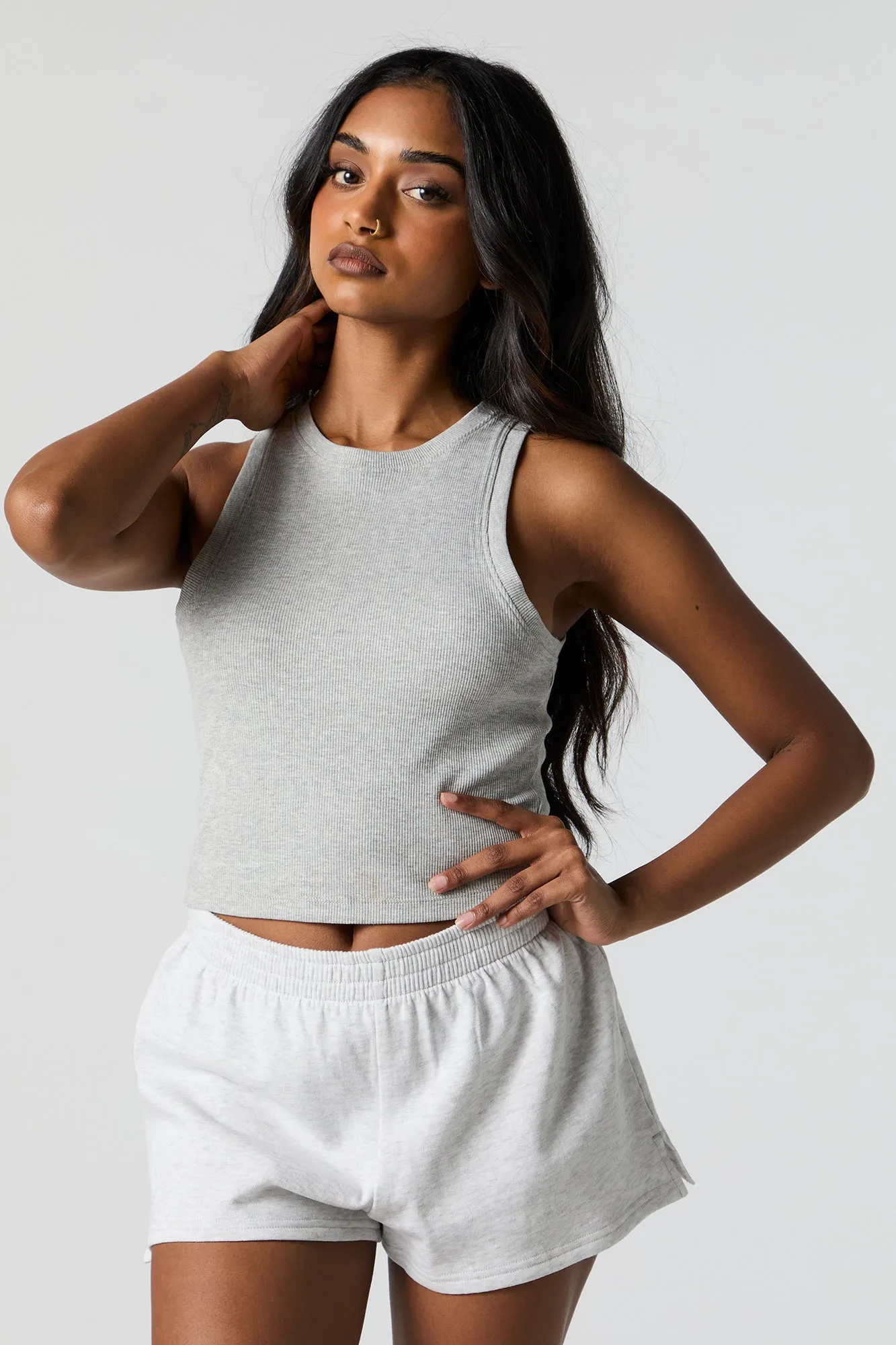 Ribbed High Neck Cropped Tank sold by Urban Planet product image thumbnail 4
