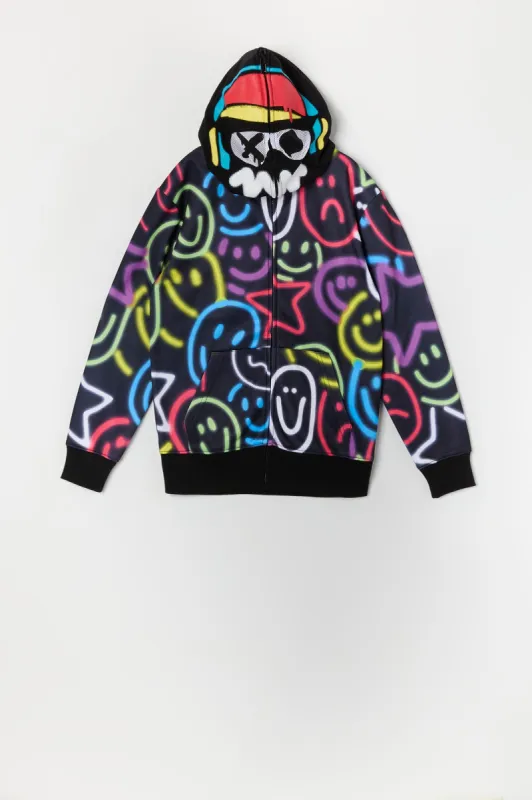 Boys Graffiti Man Print Full Zip Hoodie sold by Urban Planet