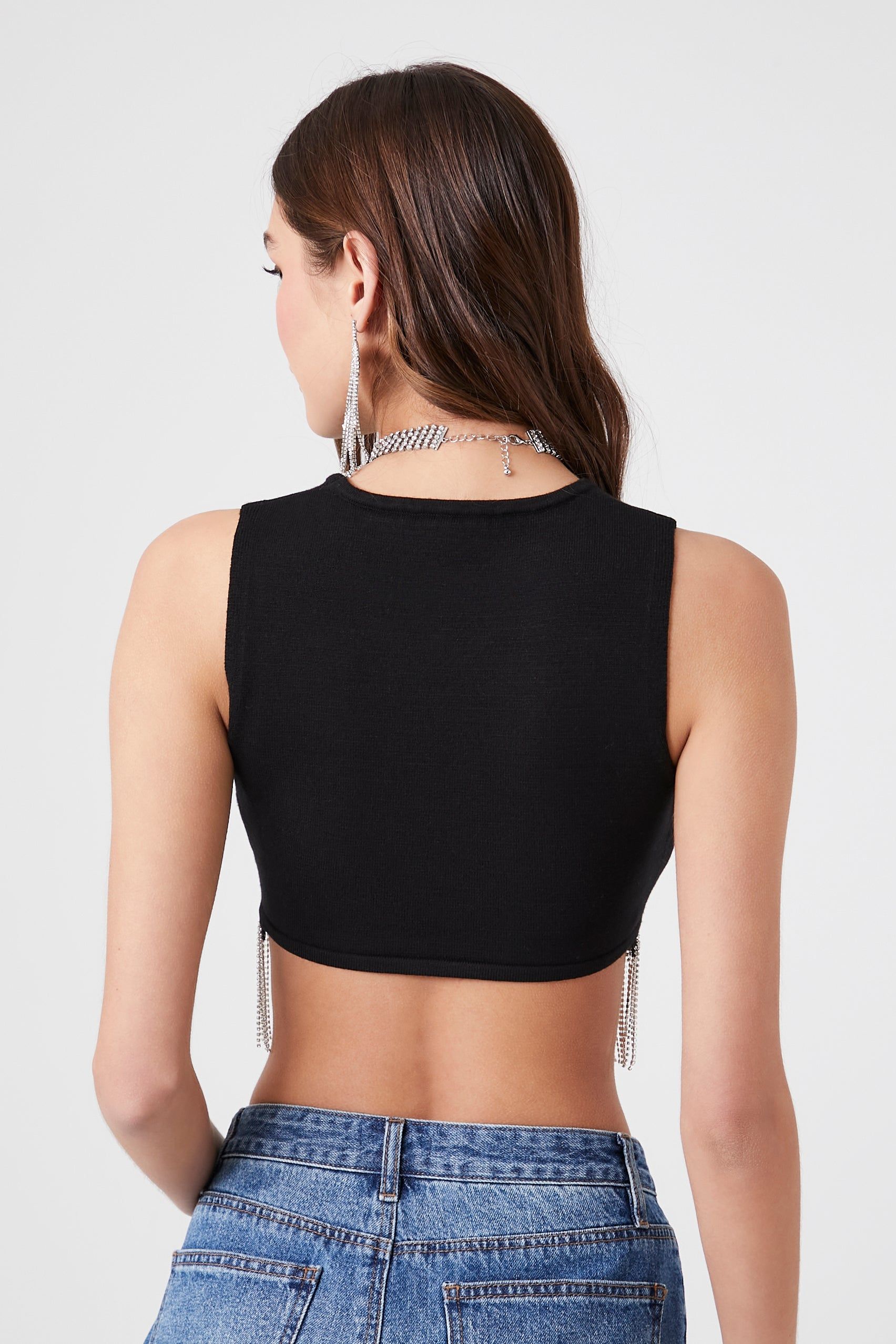 Haut court en tricot orné de pierres du Rhin sold by Urban Planet product image thumbnail 2