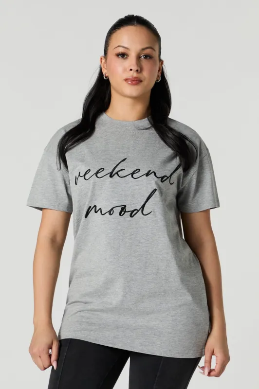 Weekend Mood Embroidered Tunic T-Shirt sold by Urban Planet