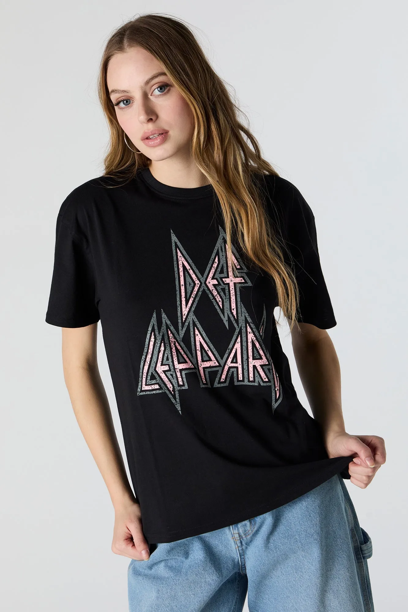 Def Leppard Rhinestone Graphic Boyfriend T-Shirt sold by Urban Planet
