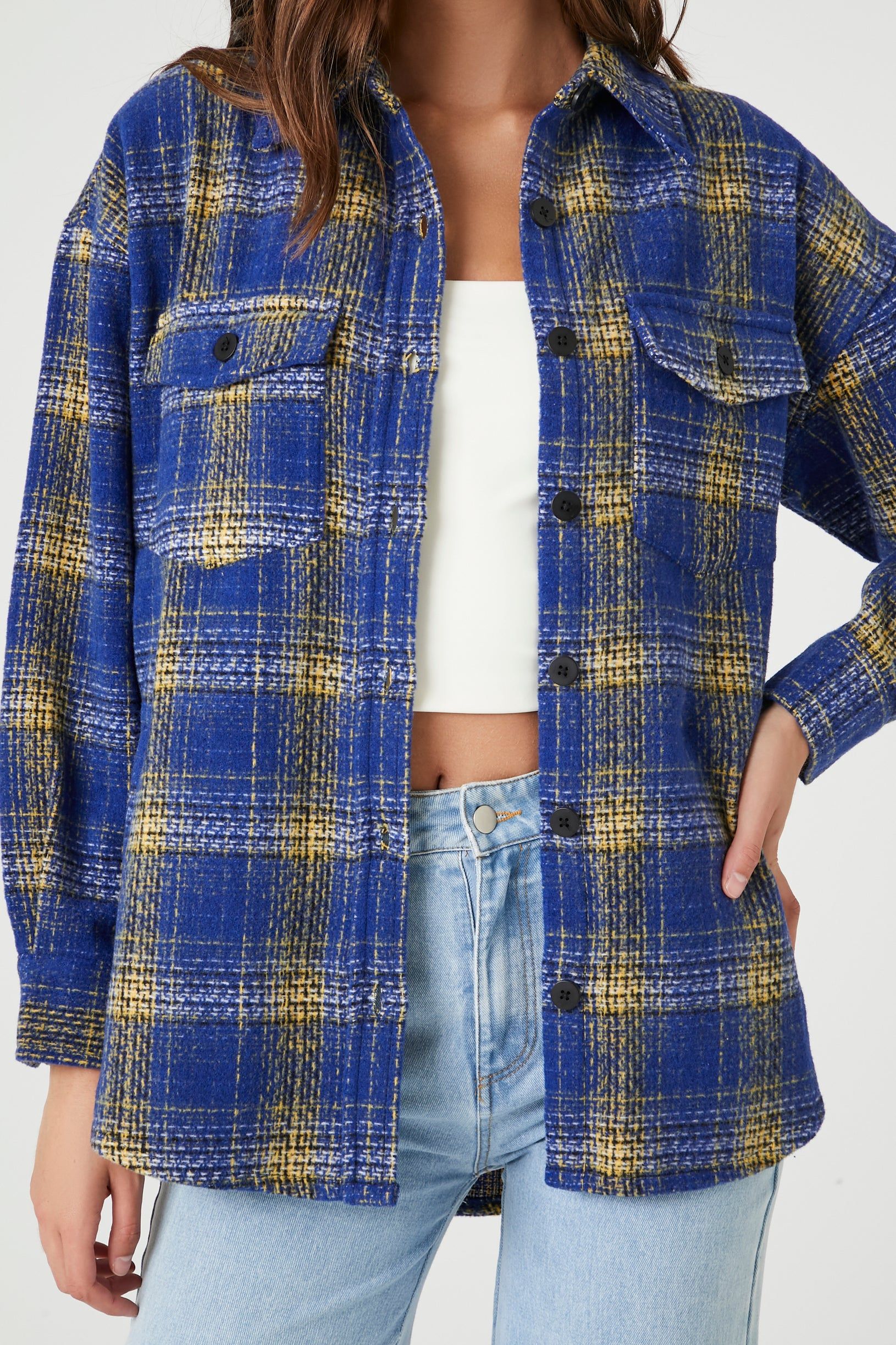 Plaid Button-Up Shacket sold by Urban Planet product image thumbnail 5