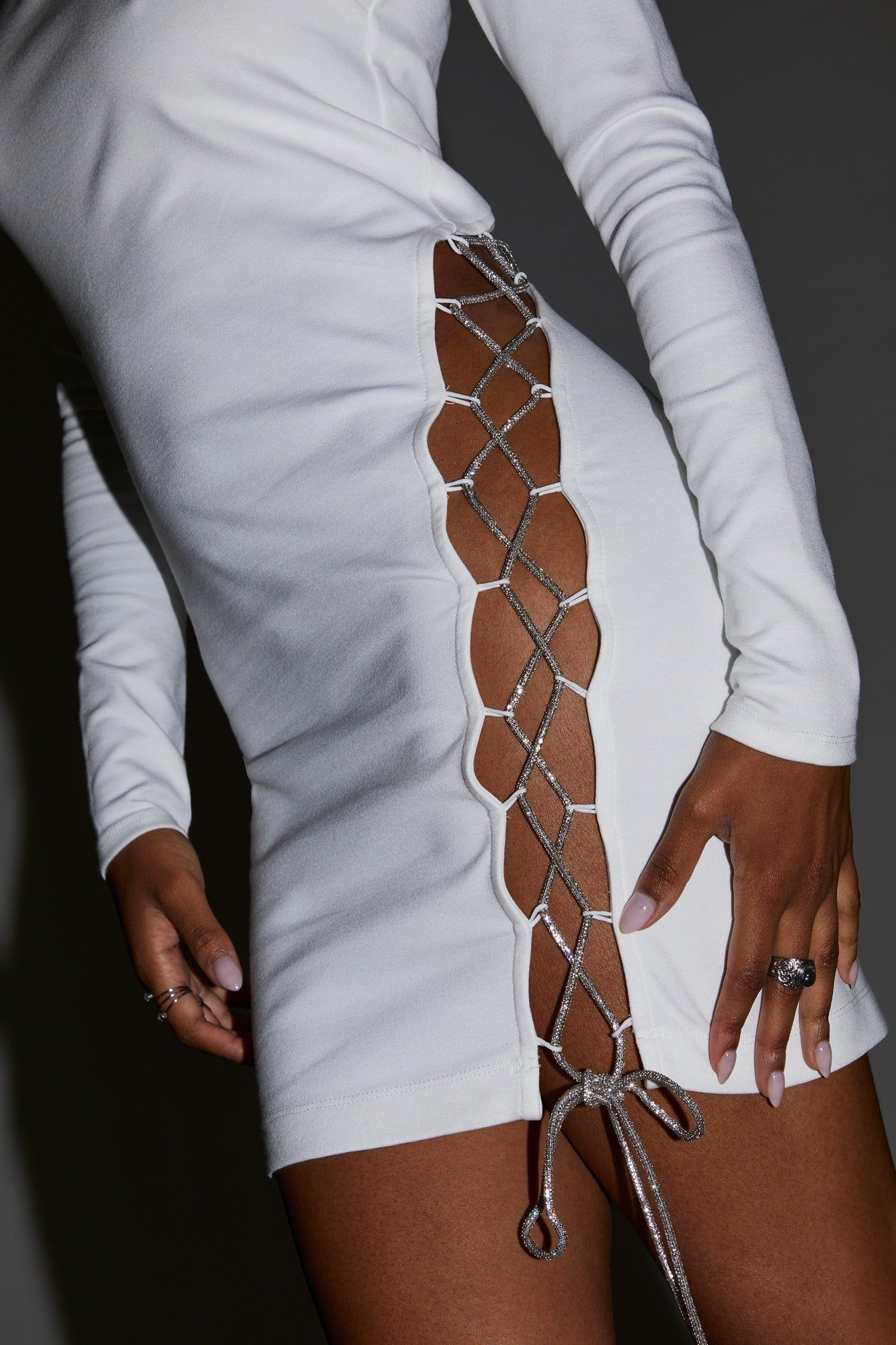 Rhinestone Lace Up Mini Dress sold by Urban Planet product image thumbnail 4