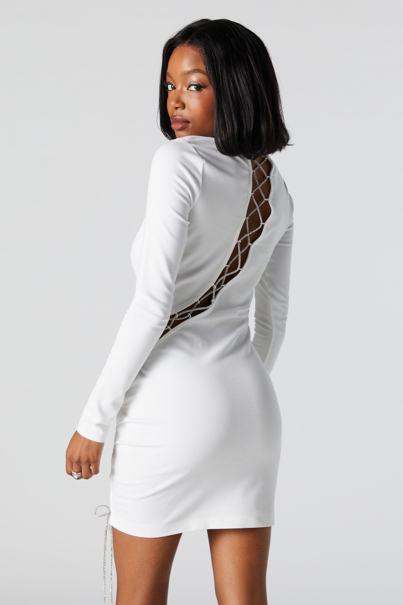 Rhinestone Lace Up Mini Dress sold by Urban Planet product image thumbnail 2