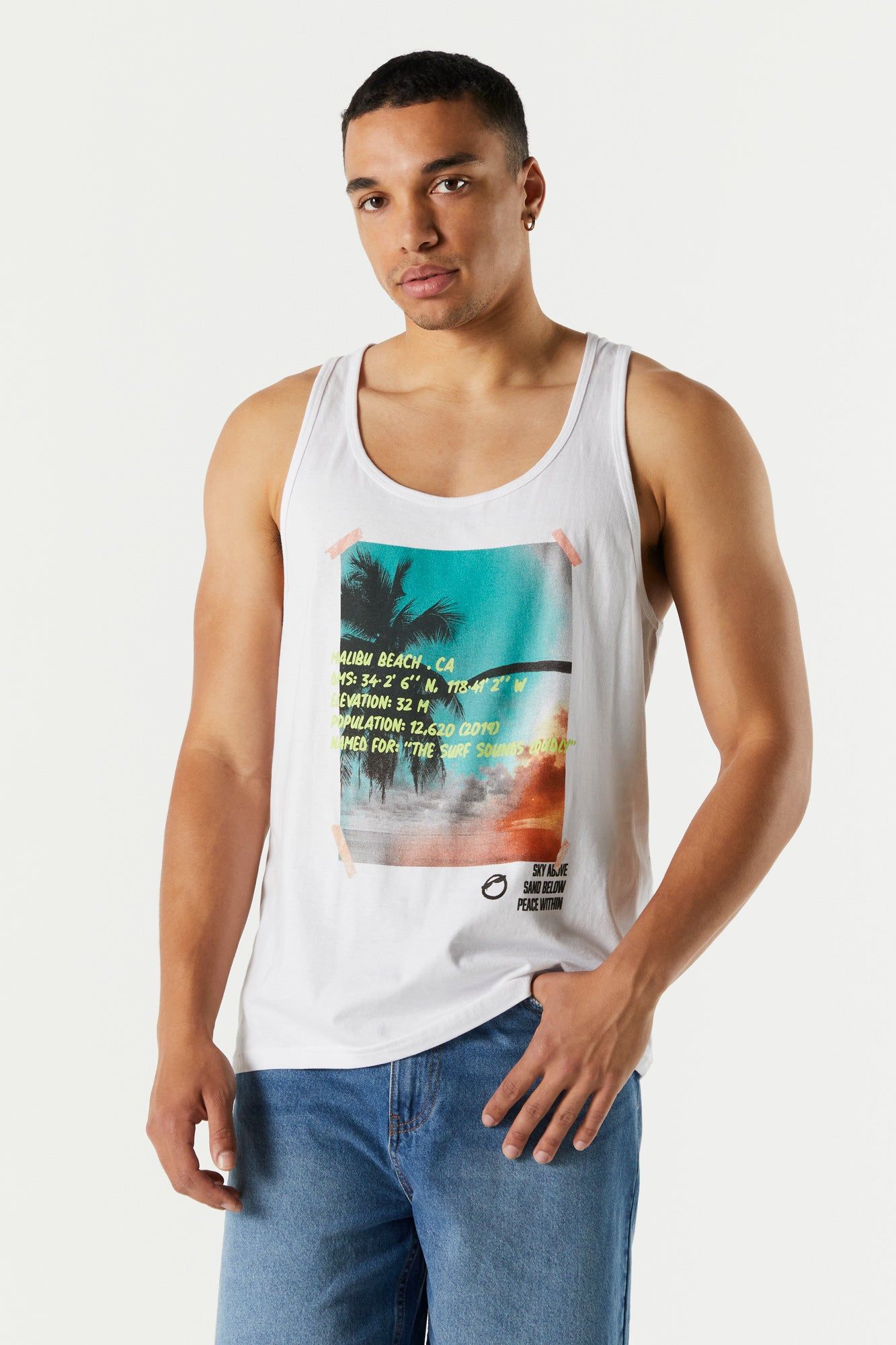 Malibu Beach Graphic Tank sold by Urban Planet