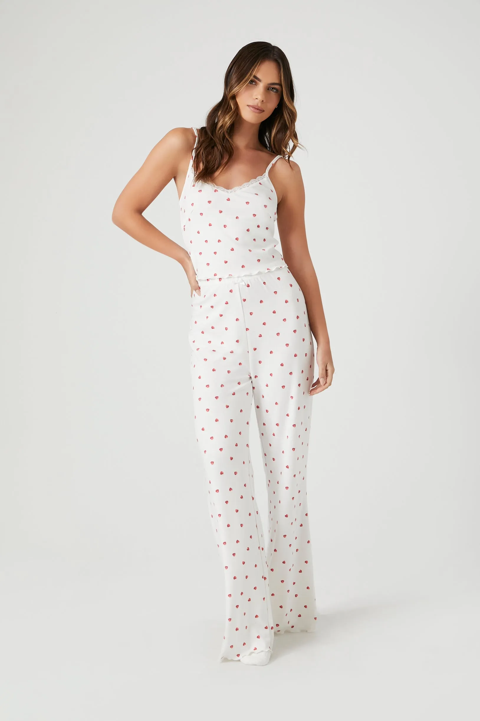 Heart Print Lace Trim Pajama Cami sold by Urban Planet product image thumbnail 2